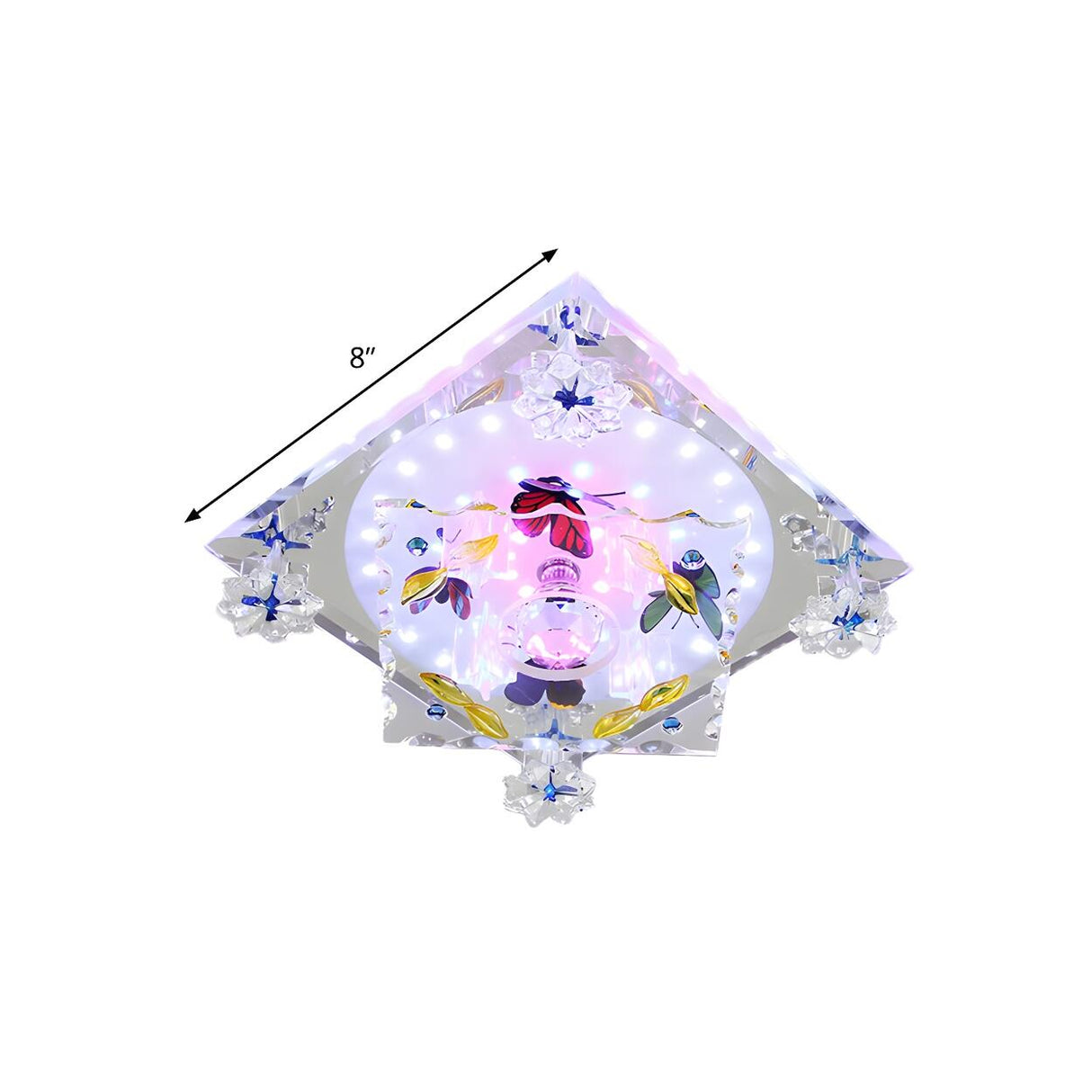 Square Crystal Butterfly Pattern LED Flush Mount Light Image - 4