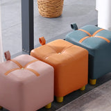 Square Faux Leather Seating Small Sponge Ottomans Image - 4