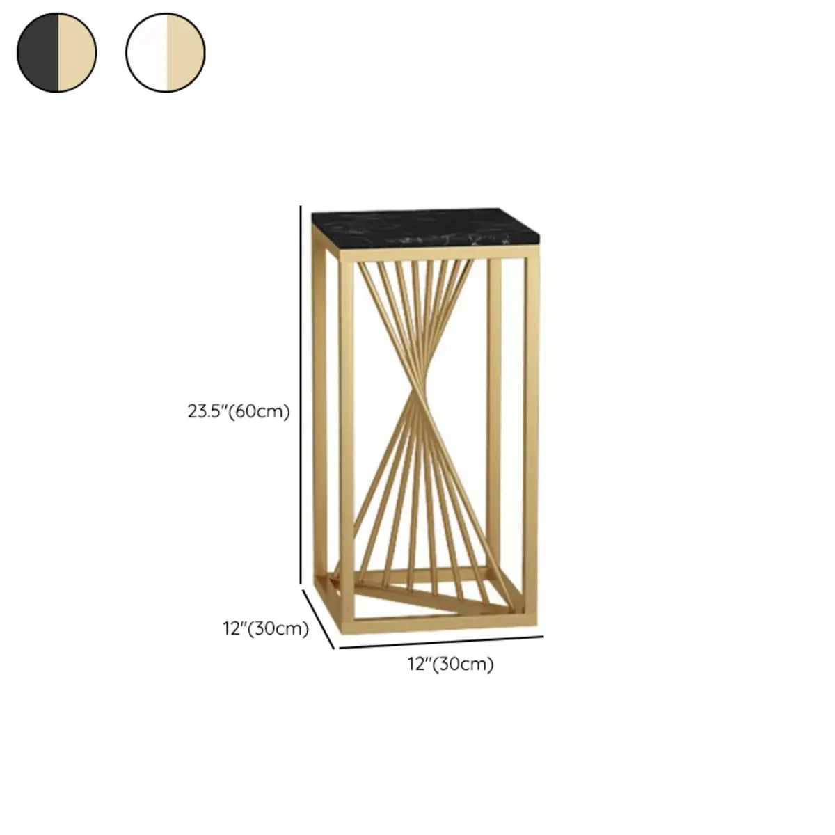 Square Faux Marble Indoor Gold Metal Base Plant Stand 