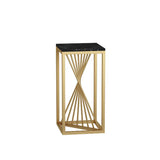 Square Faux Marble Indoor Gold Metal Base Plant Stand Image - 2