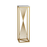 Square Faux Marble Indoor Gold Metal Base Plant Stand Image - 3