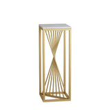 Square Faux Marble Indoor Gold Metal Base Plant Stand Image - 4