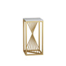 Square Faux Marble Indoor Gold Metal Base Plant Stand Image - 9