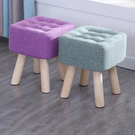 Square Foot Stool Cotton Upholstered Small Ottomans Image - 1