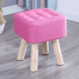 Square Foot Stool Cotton Upholstered Small Ottomans Image - 16