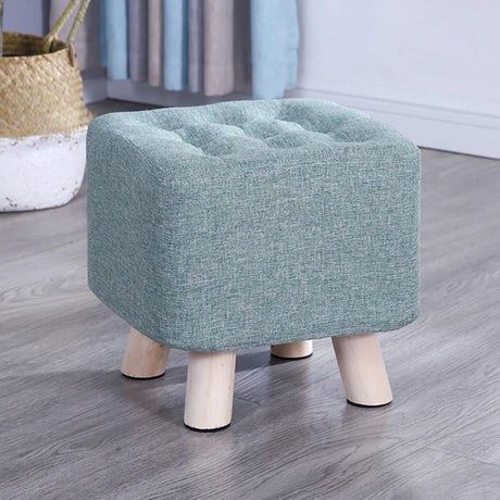 Square Foot Stool Cotton Upholstered Small Ottomans Image - 2