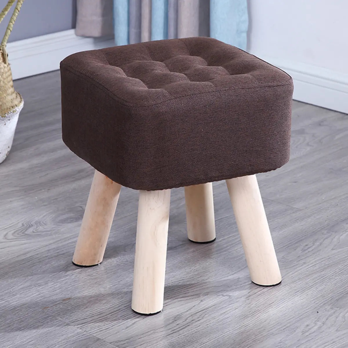 Square Foot Stool Cotton Upholstered Small Ottomans Image - 25