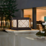 Square Geometric Stripe Metal Outdoor Post Caps Light Image - 1