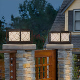 Square Geometric Stripe Metal Outdoor Post Caps Light Image - 11