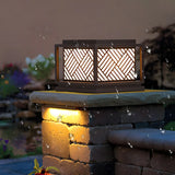 Square Geometric Stripe Metal Outdoor Post Caps Light Image - 12