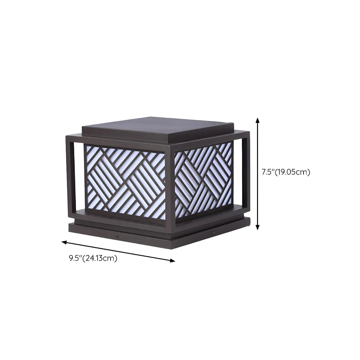 Square Geometric Stripe Metal Outdoor Post Caps Light 