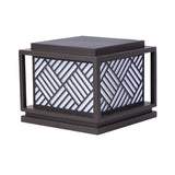 Square Geometric Stripe Metal Outdoor Post Caps Light Image - 5