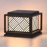 Square Geometric Stripe Metal Outdoor Post Caps Light Image - 6