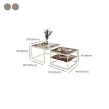 Square Glass Beige Iron Frame Shelves Coffee Table #size