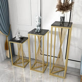 Square Gold Metal Frame Display Table Plant Stand Black Image - 1