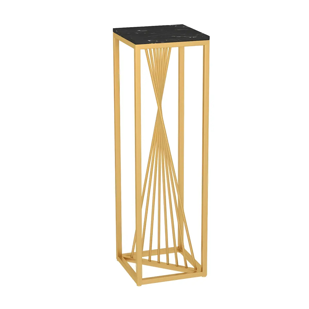 Square Gold Metal Frame Display Table Plant Stand Black Image - 11