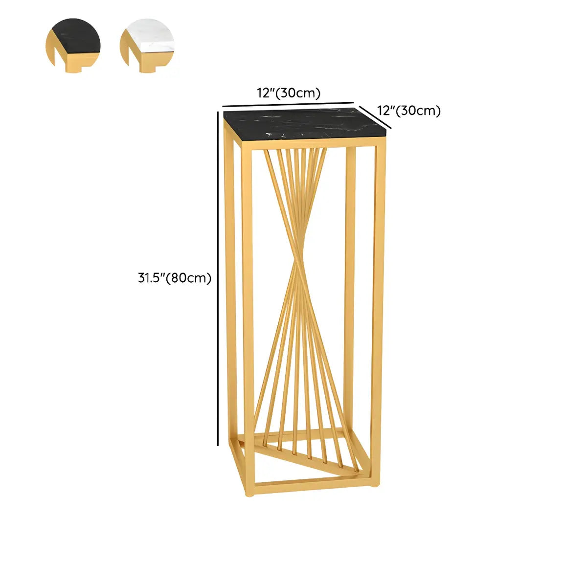 Square Gold Metal Frame Display Table Plant Stand Black Image - 19