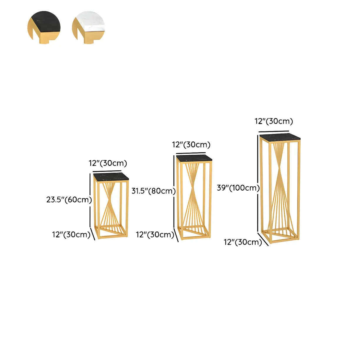 Square Gold Metal Frame Display Table Plant Stand Black Image - 21