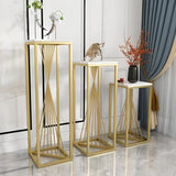 Square Gold Metal Frame Display Table Plant Stand Black Image - 3