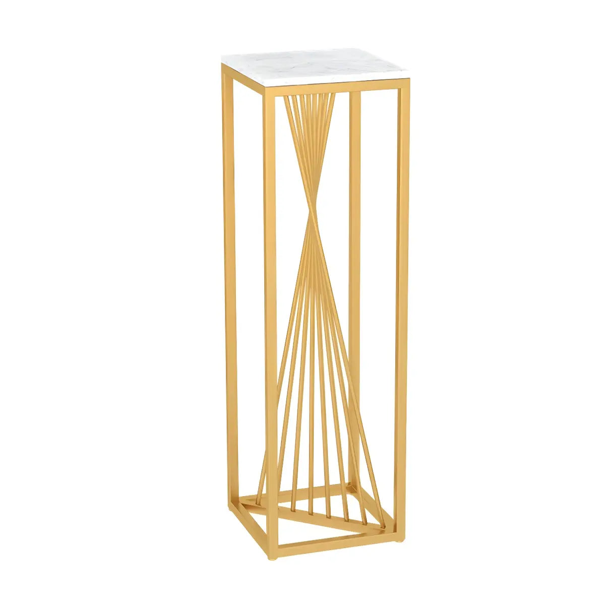 Square Gold Metal Frame Display Table Plant Stand Black Image - 6