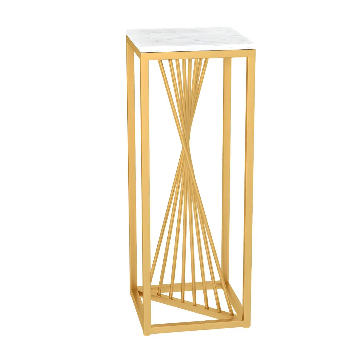 Square Gold Metal Frame Display Table Plant Stand Black Image - 7