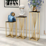 Square Gold Metal Frame Display Table Plant Stand Black Image - 8