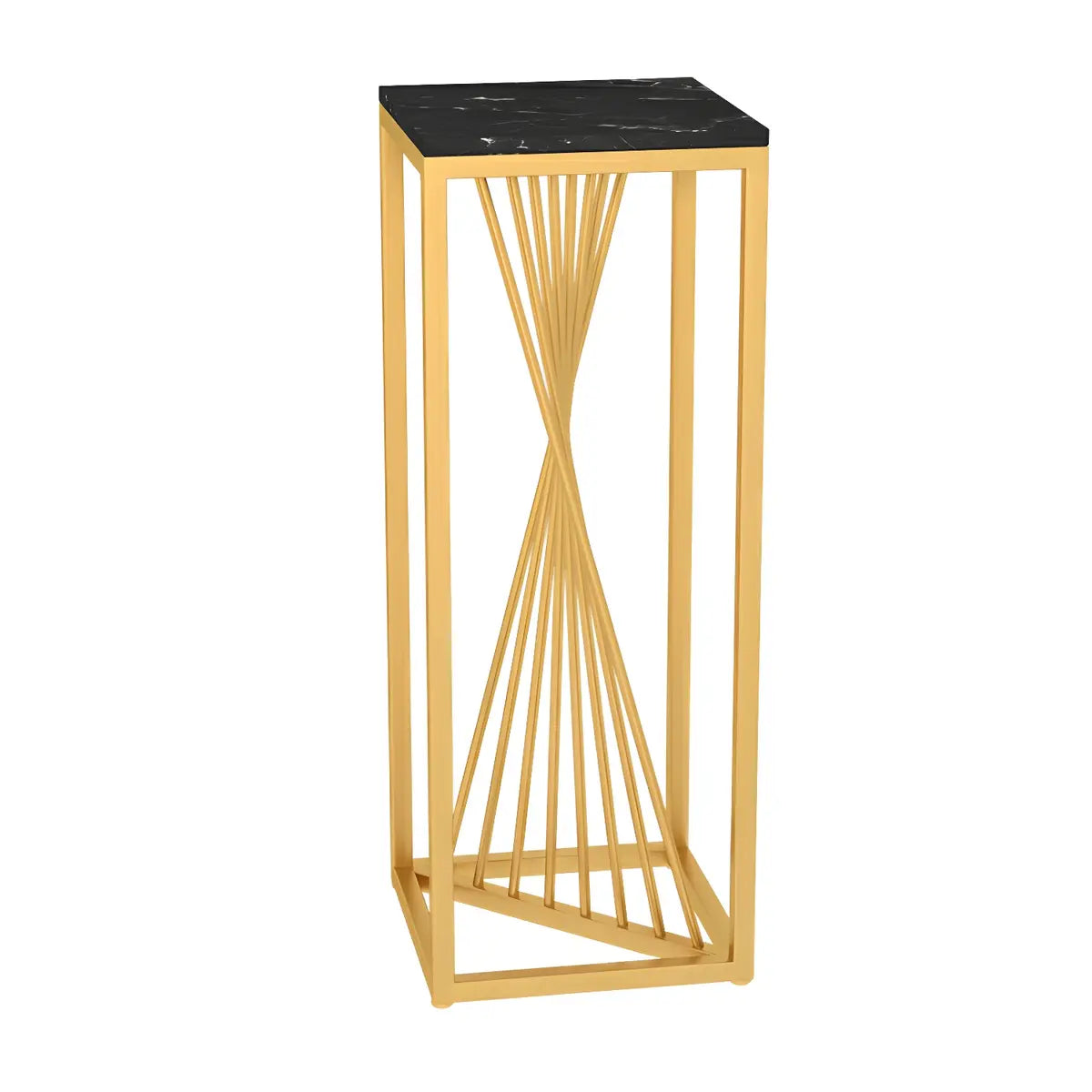 Square Gold Metal Frame Display Table Plant Stand Black Image - 9