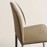 Square Leather Upholstered Metal Armless Dining Chairs Image - 10