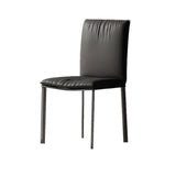 Square Leather Upholstered Metal Armless Dining Chairs Image - 11