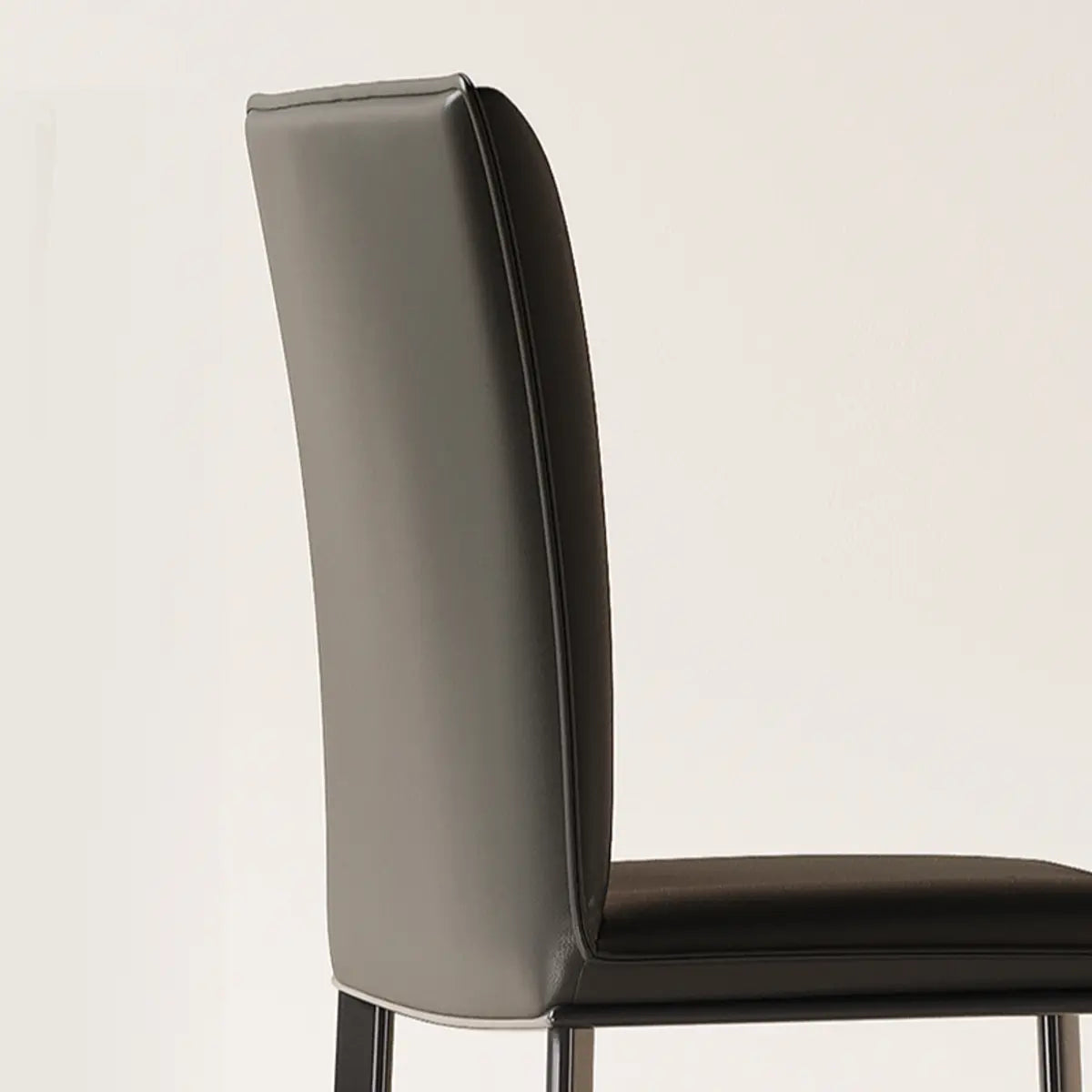 Square Leather Upholstered Metal Armless Dining Chairs Image - 12