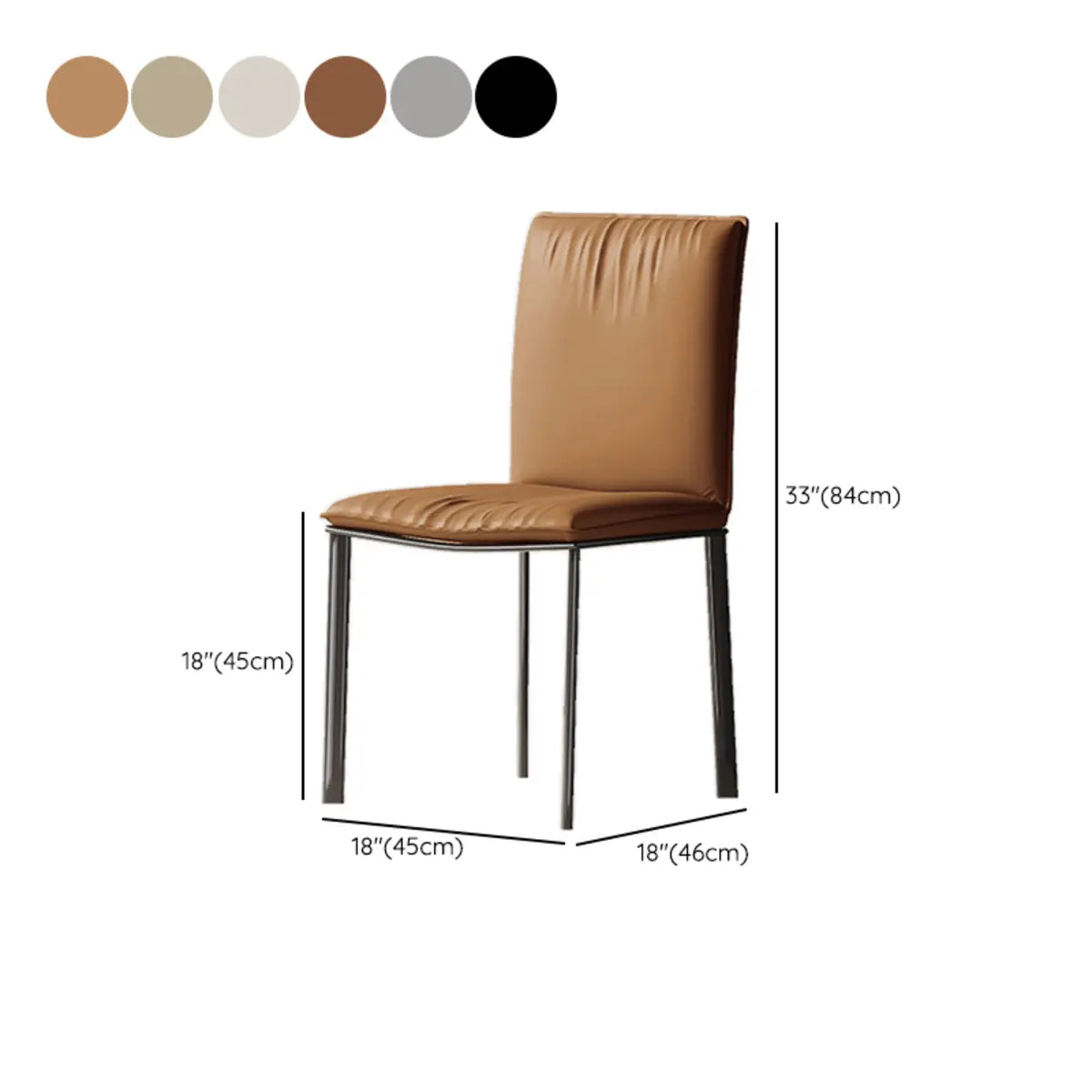 Square Leather Upholstered Metal Armless Dining Chairs 