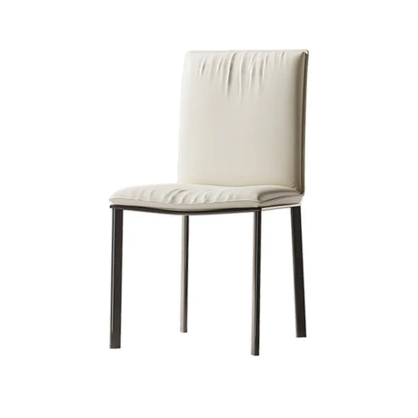 Square Leather Upholstered Metal Armless Dining Chairs Image - 2