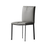 Square Leather Upholstered Metal Armless Dining Chairs Image - 5