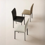 Square Leather Upholstered Metal Armless Dining Chairs Image - 6