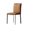 Square Leather Upholstered Metal Armless Dining Chairs Image - 7