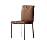 Square Leather Upholstered Metal Armless Dining Chairs Image - 9