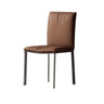 Square Leather Upholstered Metal Armless Dining Chairs Image - 9