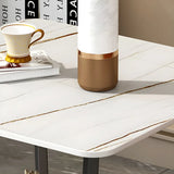 Square Marble White Storage Cross Legs End Table with Shelf Image - 12