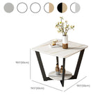 Square Marble White Storage Cross Legs End Table with Shelf #size