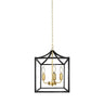 Square Metal Black Chain Gold Mini Foyer Chandelier Image - 1