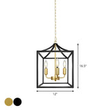 Square Metal Black Chain Gold Mini Foyer Chandelier #size