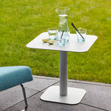 Square Metal Pedestal White Versatile Outdoor End Table Image - 1