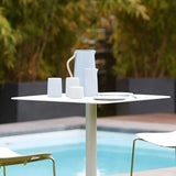 Square Metal Pedestal White Versatile Outdoor End Table Image - 17