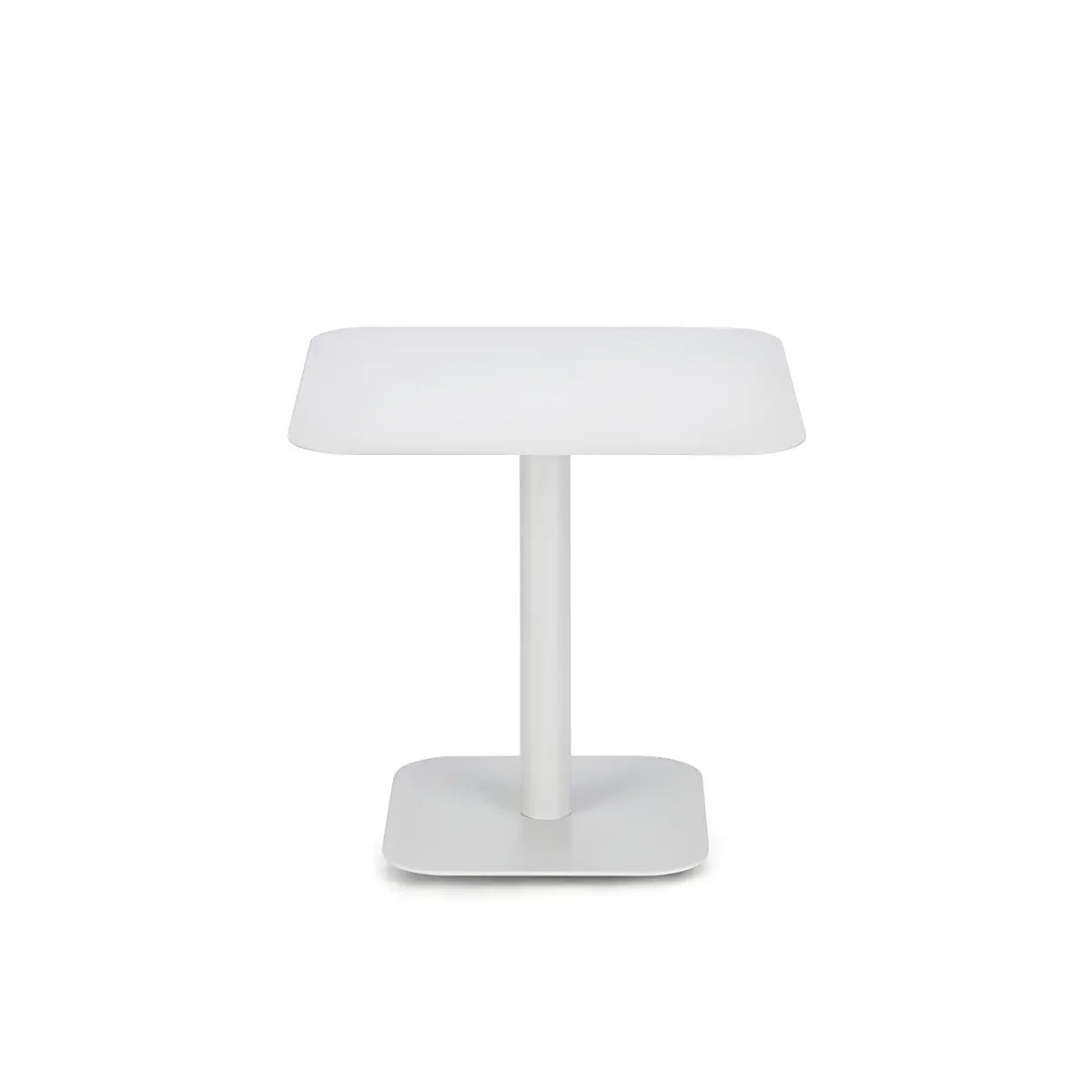 Square Metal Pedestal White Versatile Outdoor End Table Image - 2