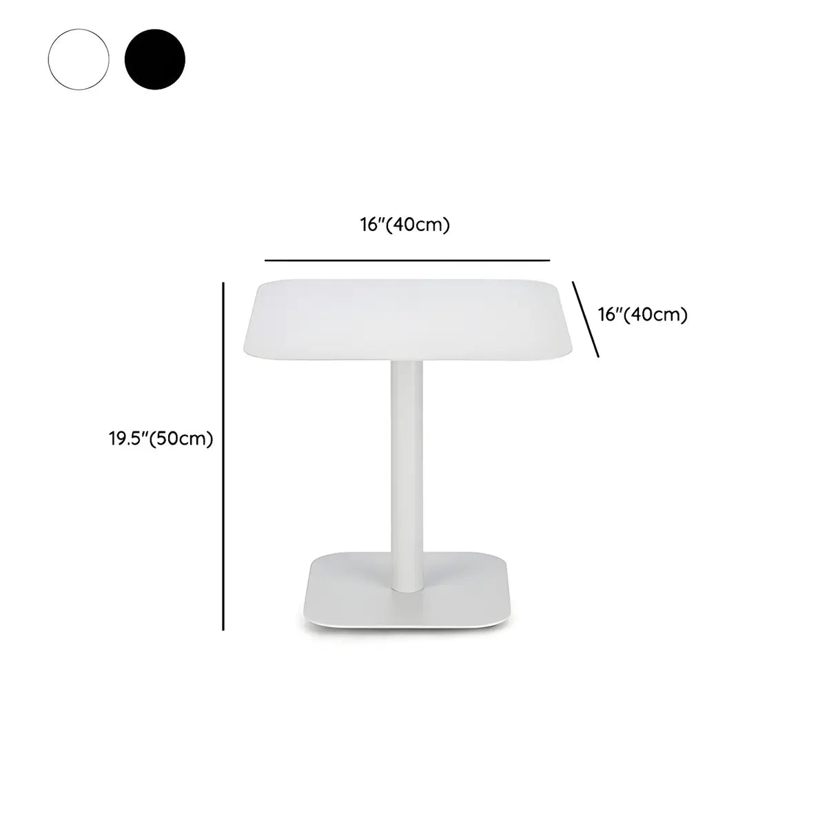 Square Metal Pedestal White Versatile Outdoor End Table 