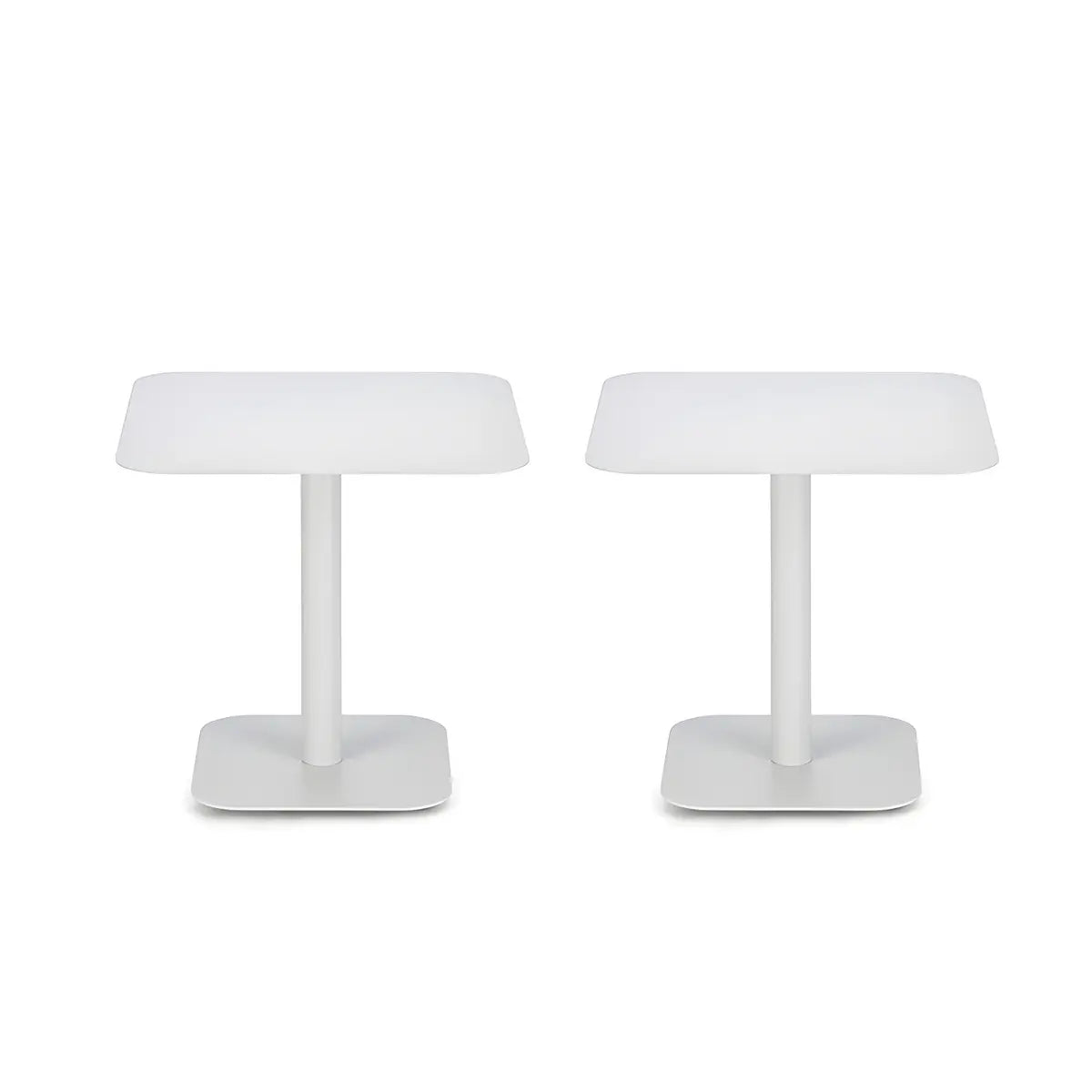 Square Metal Pedestal White Versatile Outdoor End Table Image - 4