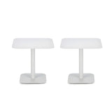 Square Metal Pedestal White Versatile Outdoor End Table Image - 4