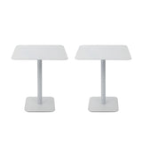 Square Metal Pedestal White Versatile Outdoor End Table Image - 7