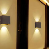 Square Modern Black LED External Up Down Wall Sconce Image - 14