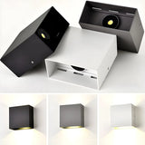 Square Modern Black LED External Up Down Wall Sconce Image - 9